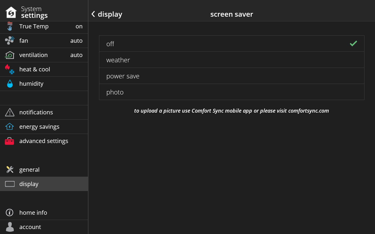 Display_Screen saver options